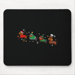 Funny Dachshund Christmas Parade  Mouse Mat