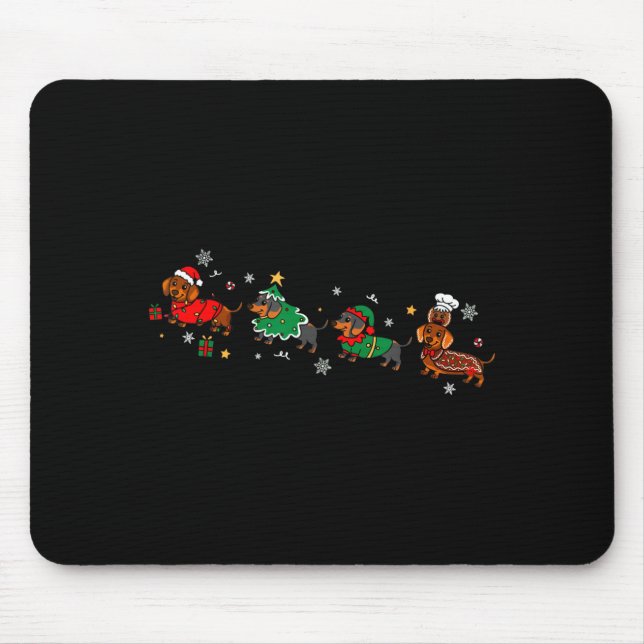 Funny Dachshund Christmas Parade  Mouse Mat (Front)