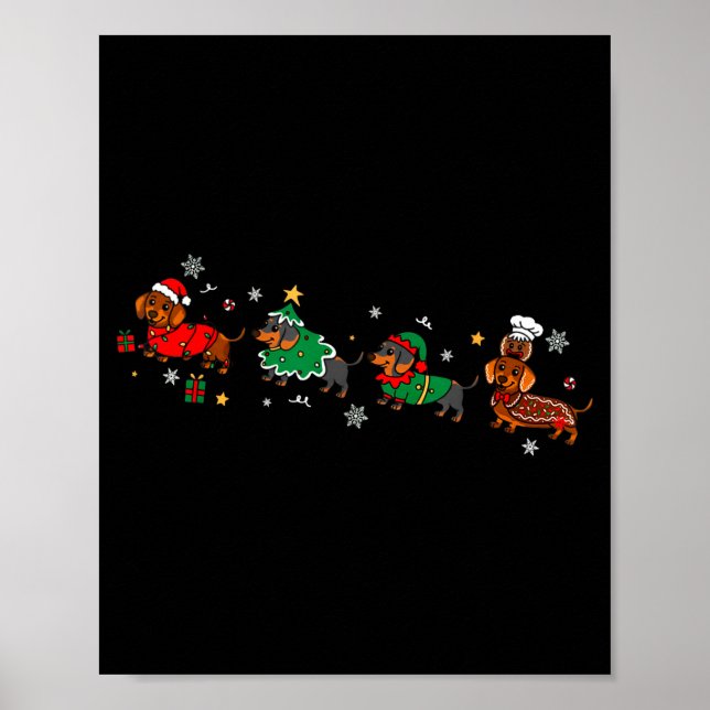 Funny Dachshund Christmas Parade  Poster (Front)
