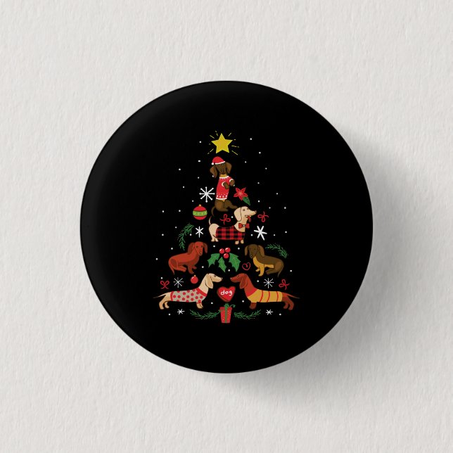 Funny Dachshund Christmas Tree 3 Cm Round Badge (Front)