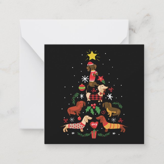 Funny Dachshund Christmas Tree Card (Front)