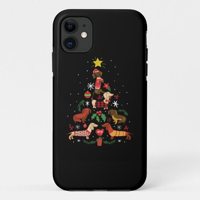 Funny Dachshund Christmas Tree Case-Mate iPhone Case (Back)