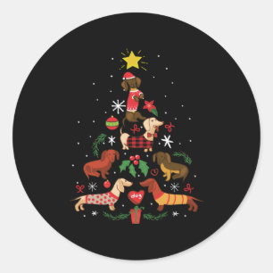Funny Dachshund Christmas Tree Classic Round Sticker