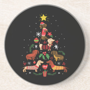Funny Dachshund Christmas Tree Coaster