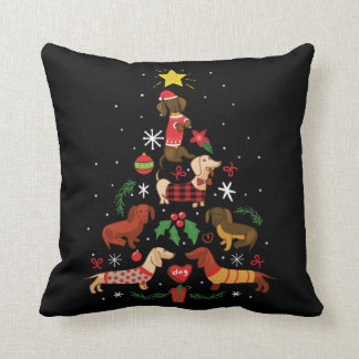 Funny Dachshund Christmas Tree Cushion