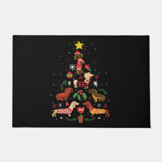 Funny Dachshund Christmas Tree Doormat