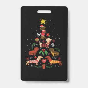 Funny Dachshund Christmas Tree ID Badge