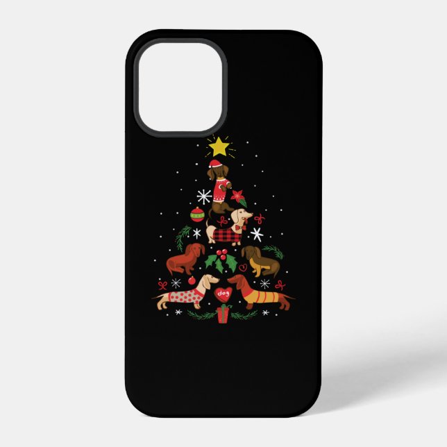 Funny Dachshund Christmas Tree iPhone Case (Back)