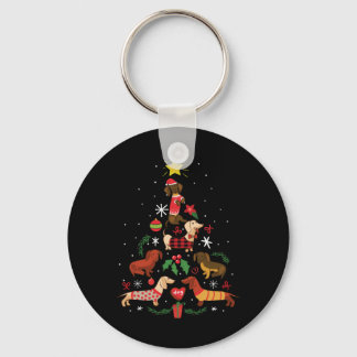 Funny Dachshund Christmas Tree Key Ring