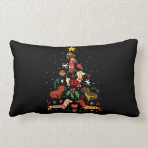 Funny Dachshund Christmas Tree Lumbar Cushion