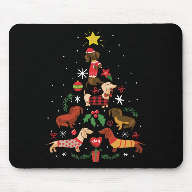 Funny Dachshund Christmas Tree Mouse Mat (Front)