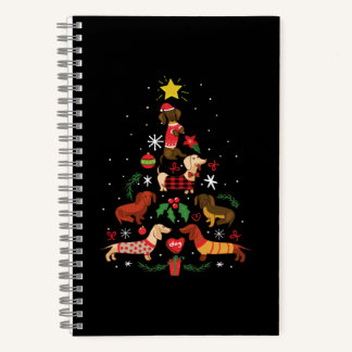 Funny Dachshund Christmas Tree Notebook