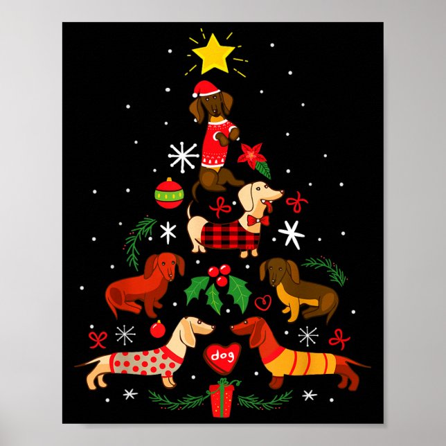 Funny Dachshund Christmas Tree Ornament Decor Gift (Front)