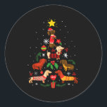 Funny Dachshund Christmas Tree Ornament Decor Gift Classic Round Sticker<br><div class="desc">Funny Dachshund Christmas Tree Ornament Decor Gift</div>