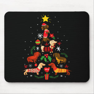 Funny Dachshund Christmas Tree Ornament Decor Gift Mouse Mat