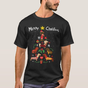 Funny Dachshund Christmas Tree Ornament T-Shirt