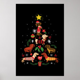 Funny Dachshund Christmas Tree Poster
