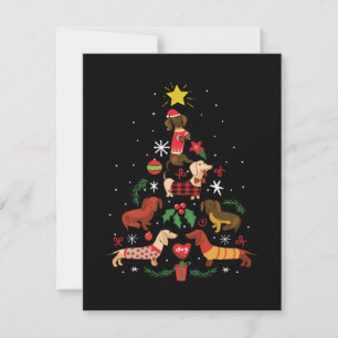 Funny Dachshund Christmas Tree Thank You Card