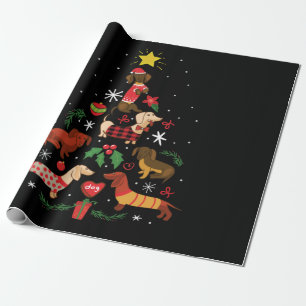 Funny Dachshund Christmas Tree Wrapping Paper