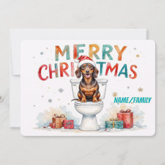 Funny Dachshund Christmas – Watercolor Dog Holiday Card