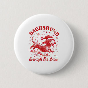 Funny Dachshund Christmas Wiener Dog Cute Doxie Lo 6 Cm Round Badge