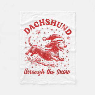 Funny Dachshund Christmas Wiener Dog Cute Doxie Lo Fleece Blanket