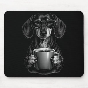 Funny dachshund coffee lover smart wiener dog with mouse mat