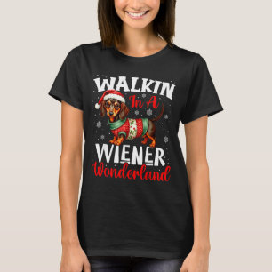 Funny Dachshund Cute Christmas Dog Lover Walking I T-Shirt