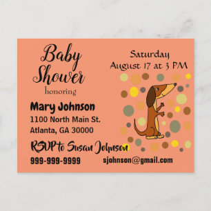 Funny Dachshund Dog Baby Shower Invitation Postcard