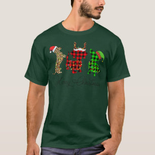 Funny Dachshund Dog Christmas Leopard Plaid Santa T-Shirt