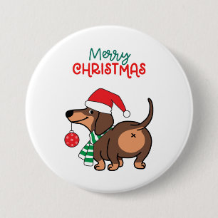 Funny Dachshund Dog Cute Merry Christmas 7.5 Cm Round Badge