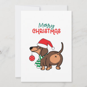 Funny Dachshund Dog Cute Merry Christmas  Holiday Card