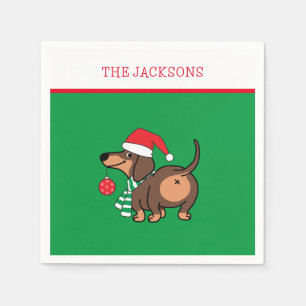 Funny Dachshund Dog Cute Merry Christmas Napkin