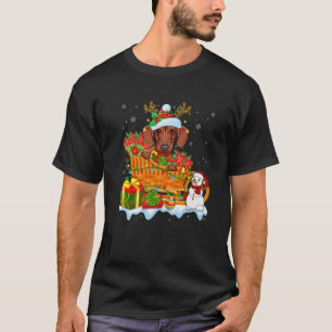 Funny Dachshund Dog Cute Santa Sleigh Christmas Lo T-Shirt