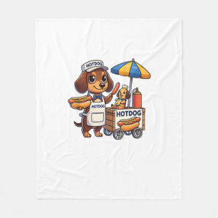 Funny Dachshund Dog Doxie Sausage Hotdog Sandwich Fleece Blanket