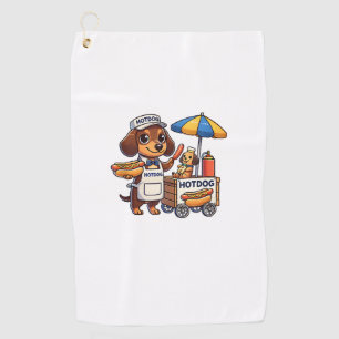 Funny Dachshund Dog Doxie Sausage Hotdog Sandwich  Golf Towel
