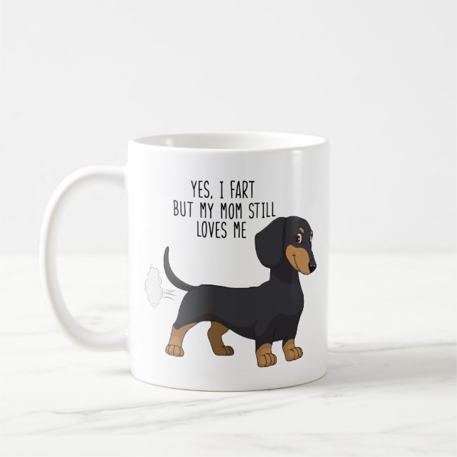 Funny Dachshund Dog Fart Coffee Mug (Left)