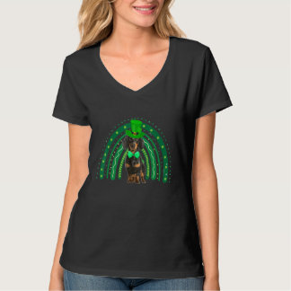 Funny Dachshund Dog Green Rainbow Happy St Patrick T-Shirt