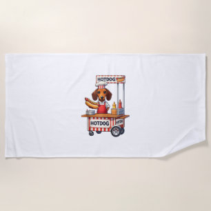 Funny Dachshund Dog Hotdog Sandwich Weenie Sausage Beach Towel