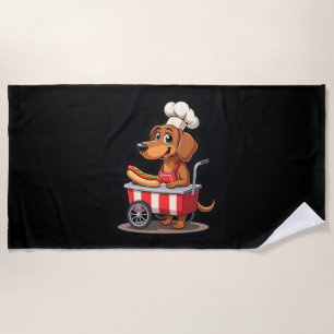 Funny Dachshund Dog Hotdog Sandwich Weenie Sausage Beach Towel