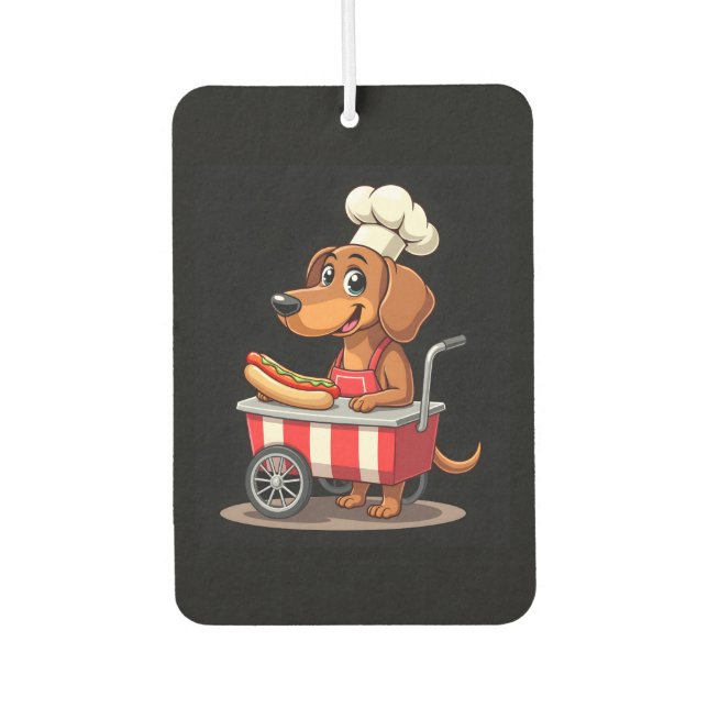 Funny Dachshund Dog Hotdog Sandwich Weenie Sausage Car Air Freshener (Front)