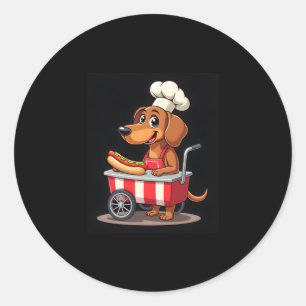 Funny Dachshund Dog Hotdog Sandwich Weenie Sausage Classic Round Sticker