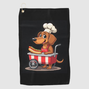 Funny Dachshund Dog Hotdog Sandwich Weenie Sausage Golf Towel