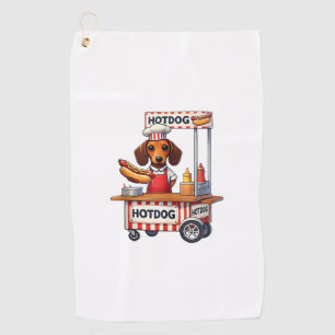 Funny Dachshund Dog Hotdog Sandwich Weenie Sausage Golf Towel