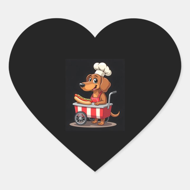 Funny Dachshund Dog Hotdog Sandwich Weenie Sausage Heart Sticker (Front)