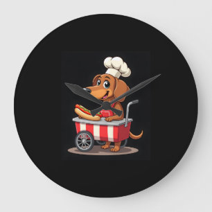 Funny Dachshund Dog Hotdog Sandwich Weenie Sausage Large Clock