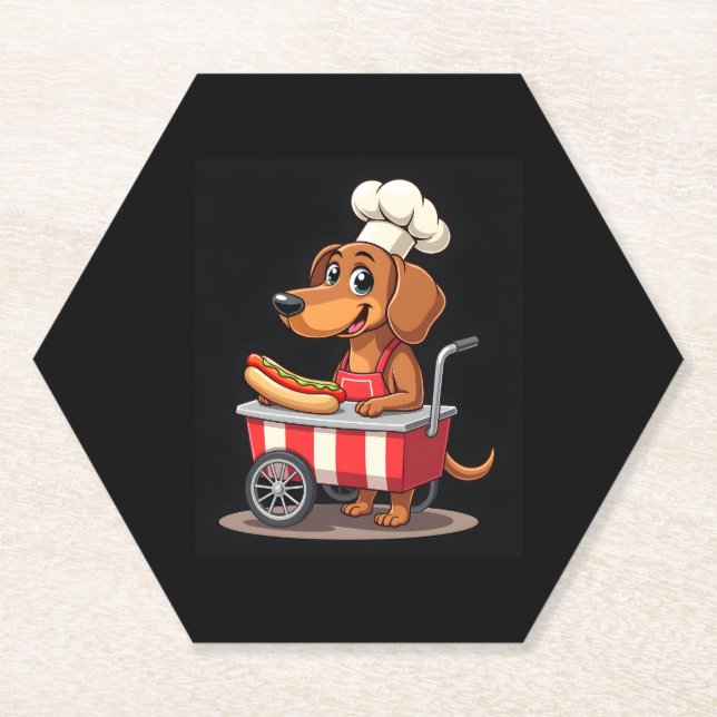Funny Dachshund Dog Hotdog Sandwich Weenie Sausage Paper Coaster (Front)