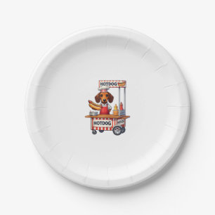 Funny Dachshund Dog Hotdog Sandwich Weenie Sausage Paper Plate