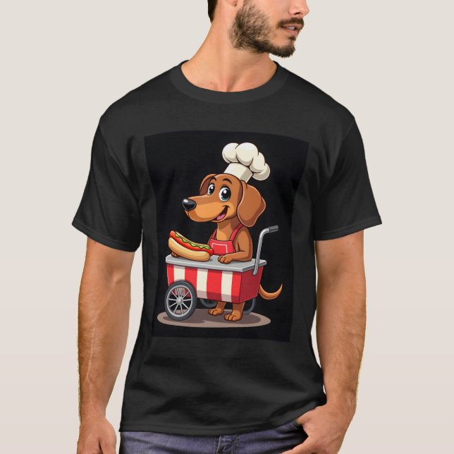 Funny Dachshund Dog Hotdog Sandwich Weenie Sausage T-Shirt (Front)