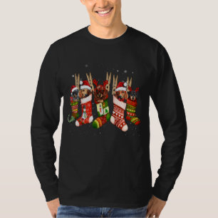 Funny Dachshund Dog In Christmas Sock Santa Hat Xm T-Shirt